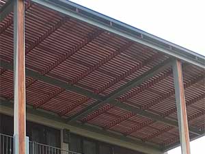 Meranti wooden slats on patio